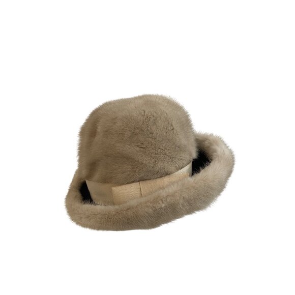Vintage Mink Fur Bucket Hat Designed by Nikki Small 21” 50s/60s Retro Chic main image 4